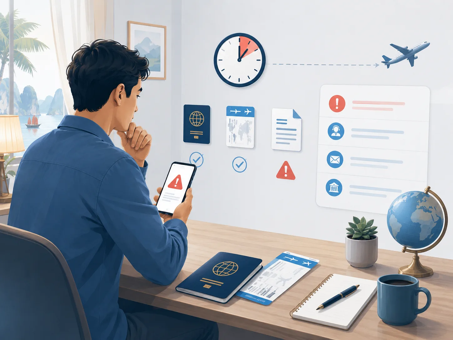 Passport flight details and application documents prepared for urgent Vietnam eVisa support