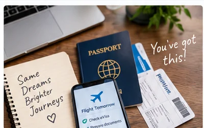 Passport boarding pass and travel preparation for a flight tomorrow