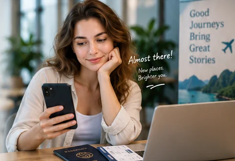 Traveller checking a pending Vietnam eVisa application before a future flight